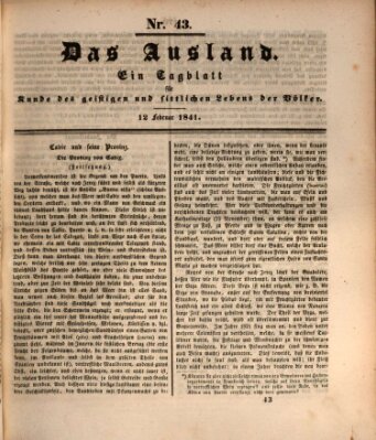 Das Ausland Freitag 12. Februar 1841