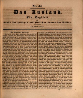 Das Ausland Samstag 13. Februar 1841