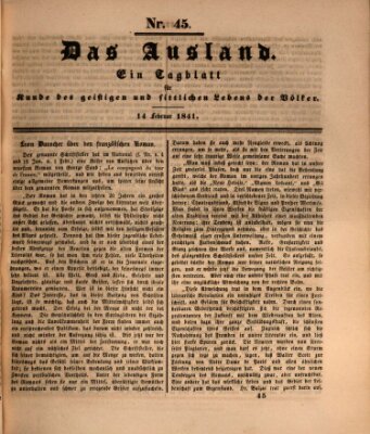 Das Ausland Sonntag 14. Februar 1841