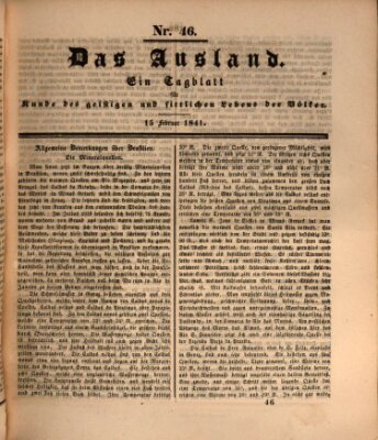 Das Ausland Montag 15. Februar 1841