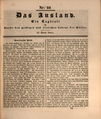 Das Ausland Sonntag 21. Februar 1841