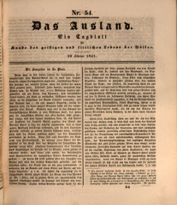 Das Ausland Dienstag 23. Februar 1841