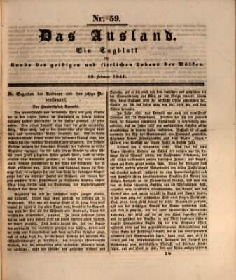 Das Ausland Sonntag 28. Februar 1841