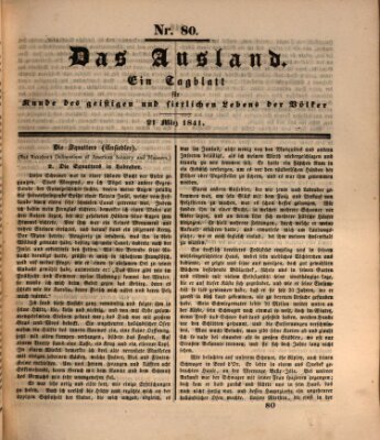 Das Ausland Sonntag 21. März 1841