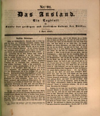 Das Ausland Donnerstag 1. April 1841