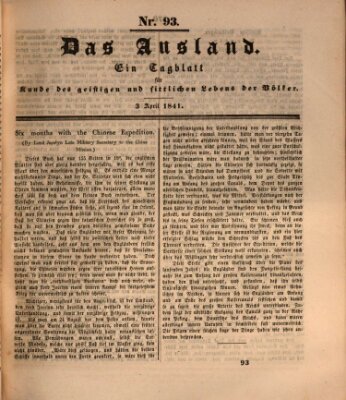 Das Ausland Samstag 3. April 1841