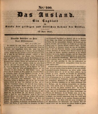 Das Ausland Samstag 10. April 1841