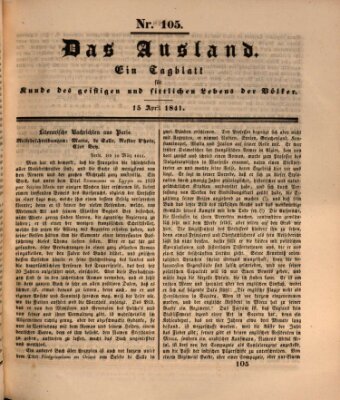 Das Ausland Donnerstag 15. April 1841