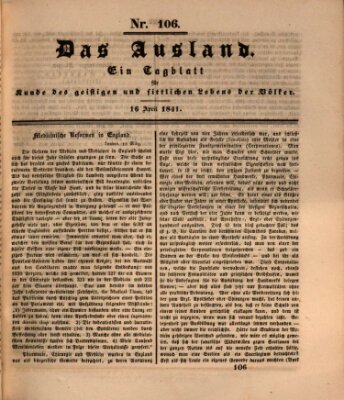 Das Ausland Freitag 16. April 1841