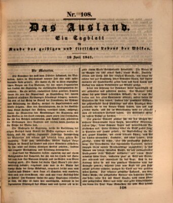 Das Ausland Sonntag 18. April 1841