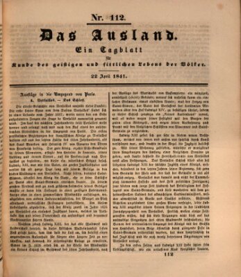 Das Ausland Donnerstag 22. April 1841