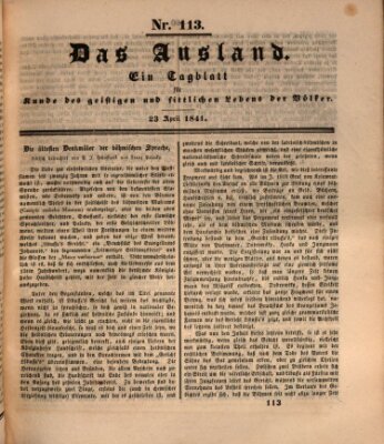 Das Ausland Freitag 23. April 1841