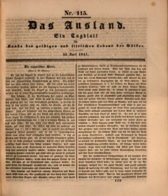 Das Ausland Sonntag 25. April 1841