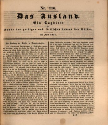 Das Ausland Montag 26. April 1841