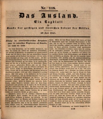 Das Ausland Mittwoch 28. April 1841