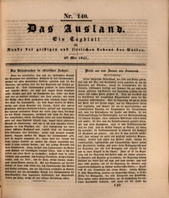 Das Ausland Donnerstag 20. Mai 1841