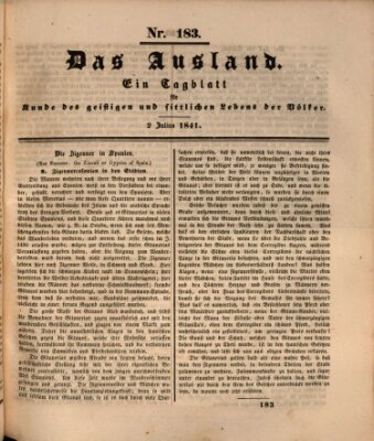 Das Ausland Freitag 2. Juli 1841