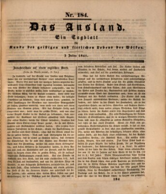 Das Ausland Samstag 3. Juli 1841