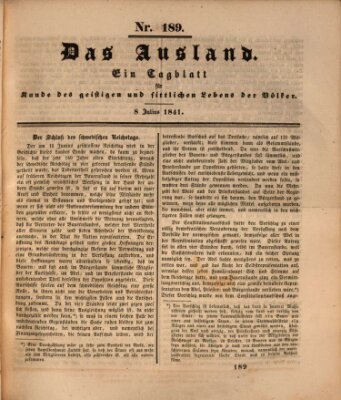 Das Ausland Donnerstag 8. Juli 1841