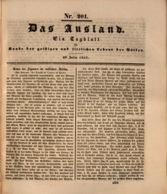 Das Ausland Dienstag 20. Juli 1841