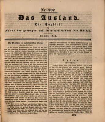 Das Ausland Mittwoch 21. Juli 1841