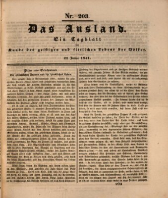 Das Ausland Donnerstag 22. Juli 1841