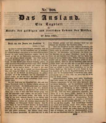 Das Ausland Dienstag 27. Juli 1841