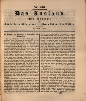 Das Ausland Donnerstag 29. Juli 1841