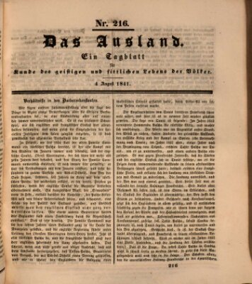 Das Ausland Mittwoch 4. August 1841