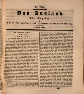 Das Ausland Sonntag 8. August 1841