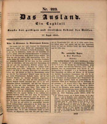 Das Ausland Mittwoch 11. August 1841