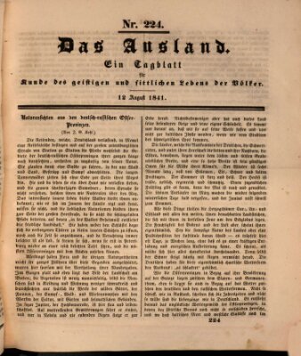 Das Ausland Donnerstag 12. August 1841