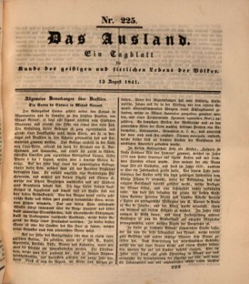 Das Ausland Freitag 13. August 1841