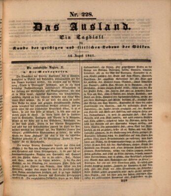 Das Ausland Montag 16. August 1841