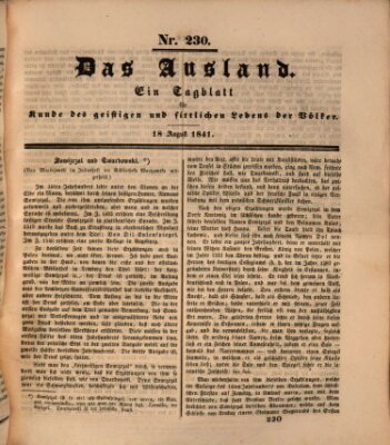 Das Ausland Mittwoch 18. August 1841