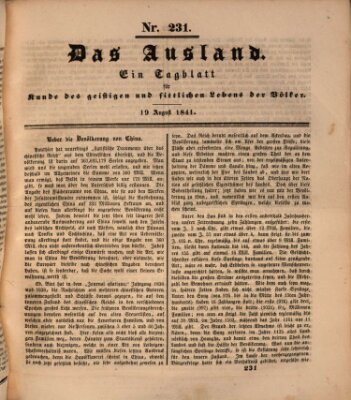 Das Ausland Donnerstag 19. August 1841