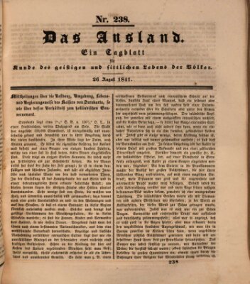 Das Ausland Donnerstag 26. August 1841