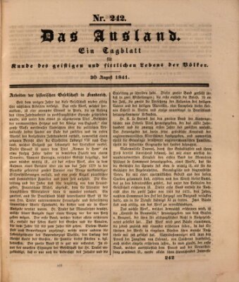 Das Ausland Montag 30. August 1841