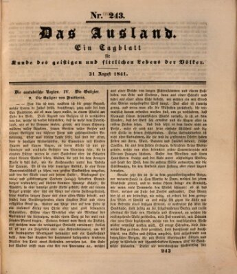 Das Ausland Dienstag 31. August 1841