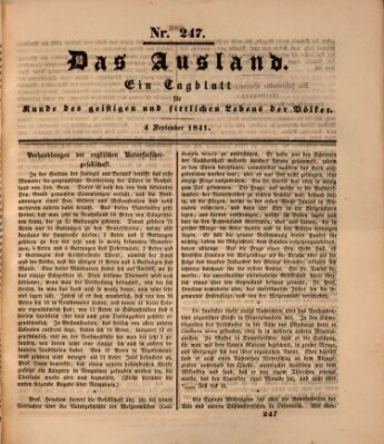 Das Ausland Samstag 4. September 1841