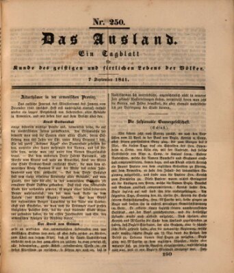 Das Ausland Dienstag 7. September 1841