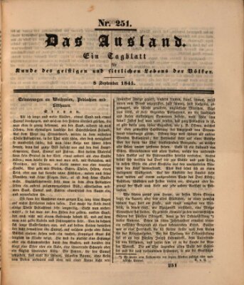 Das Ausland Mittwoch 8. September 1841