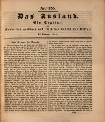 Das Ausland Sonntag 12. September 1841