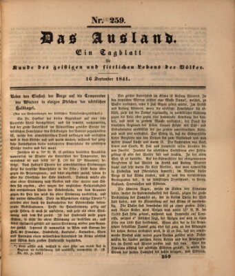 Das Ausland Donnerstag 16. September 1841