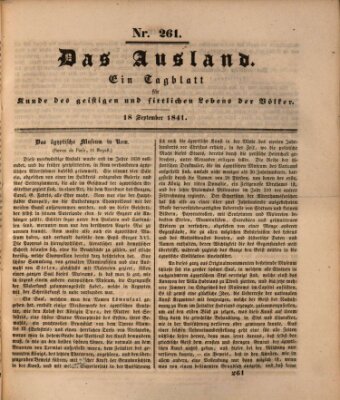 Das Ausland Samstag 18. September 1841