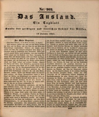 Das Ausland Sonntag 19. September 1841