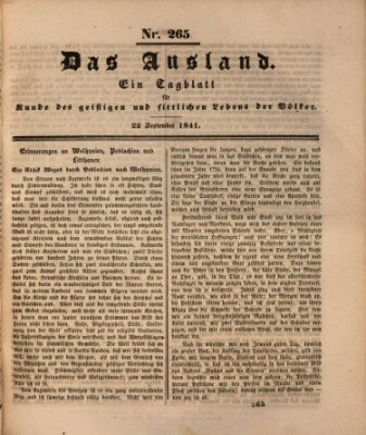 Das Ausland Mittwoch 22. September 1841