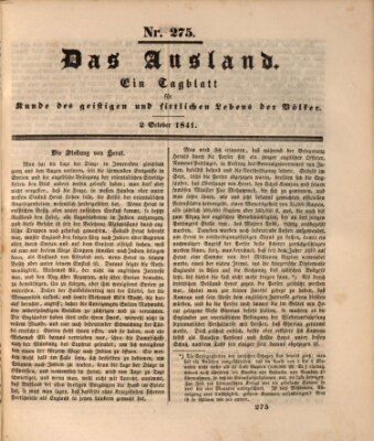 Das Ausland Samstag 2. Oktober 1841