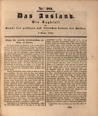 Das Ausland Samstag 9. Oktober 1841