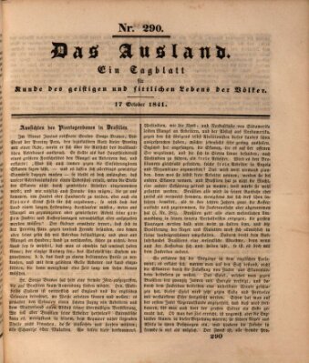 Das Ausland Sonntag 17. Oktober 1841